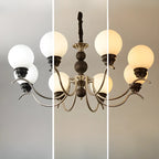 Lustre moderne classique en métal noir et globe en verre