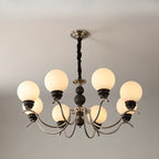 Lustre moderne classique en métal noir et globe en verre