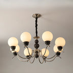 Lustre moderne classique en métal noir et globe en verre