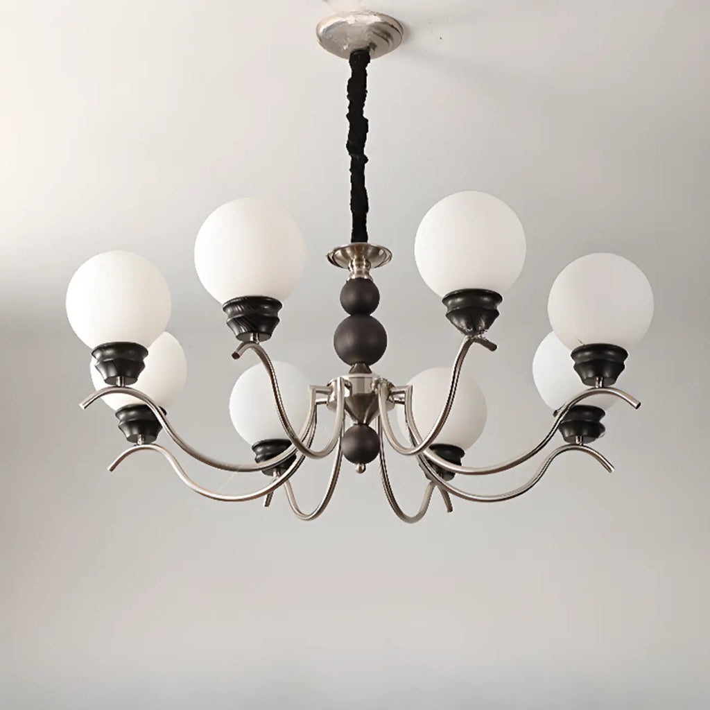 Lustre moderne classique en métal noir et globe en verre