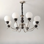 Lustre moderne classique en métal noir et globe en verre