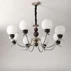 Lustre moderne classique en métal noir et globe en verre