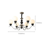 Lustre moderne classique en métal noir et globe en verre