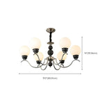 Lustre moderne classique en métal noir et globe en verre
