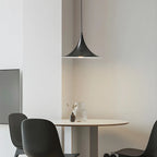 Suspension moderne à deux lumières en fer noir en forme de trompette pour îlot de cuisine