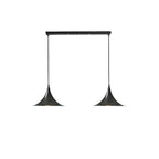 Suspension moderne à deux lumières en fer noir en forme de trompette pour îlot de cuisine