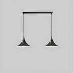 Suspension moderne à deux lumières en fer noir en forme de trompette pour îlot de cuisine