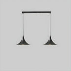 Suspension moderne à deux lumières en fer noir en forme de trompette pour îlot de cuisine