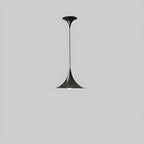 Suspension moderne à deux lumières en fer noir en forme de trompette pour îlot de cuisine