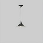 Suspension moderne à deux lumières en fer noir en forme de trompette pour îlot de cuisine
