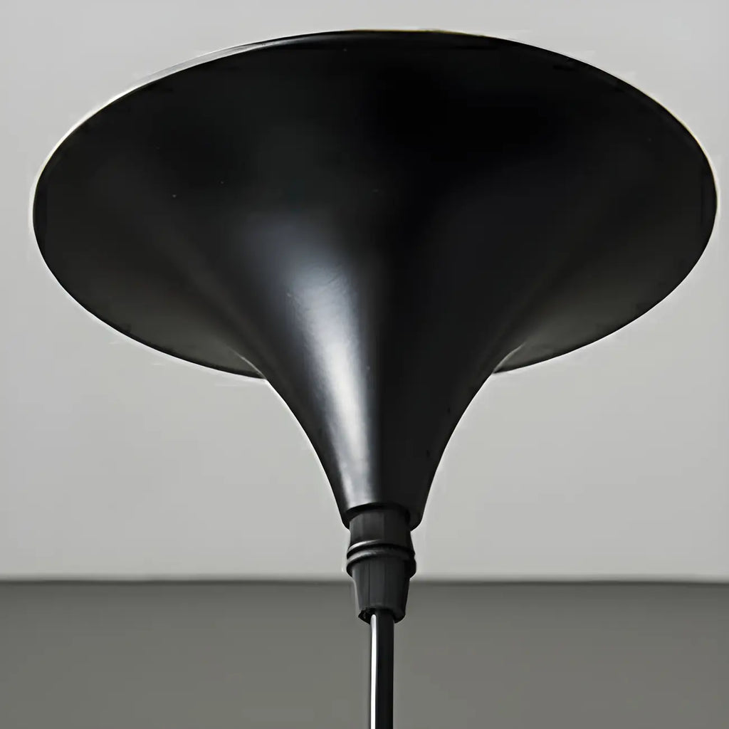 Suspension moderne à deux lumières en fer noir en forme de trompette pour îlot de cuisine