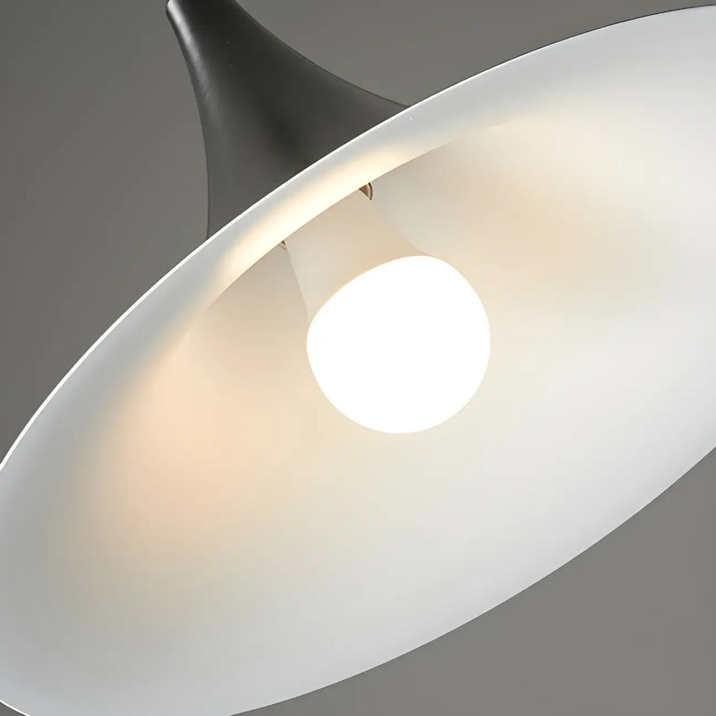 Suspension moderne à deux lumières en fer noir en forme de trompette pour îlot de cuisine