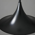 Suspension moderne à deux lumières en fer noir en forme de trompette pour îlot de cuisine