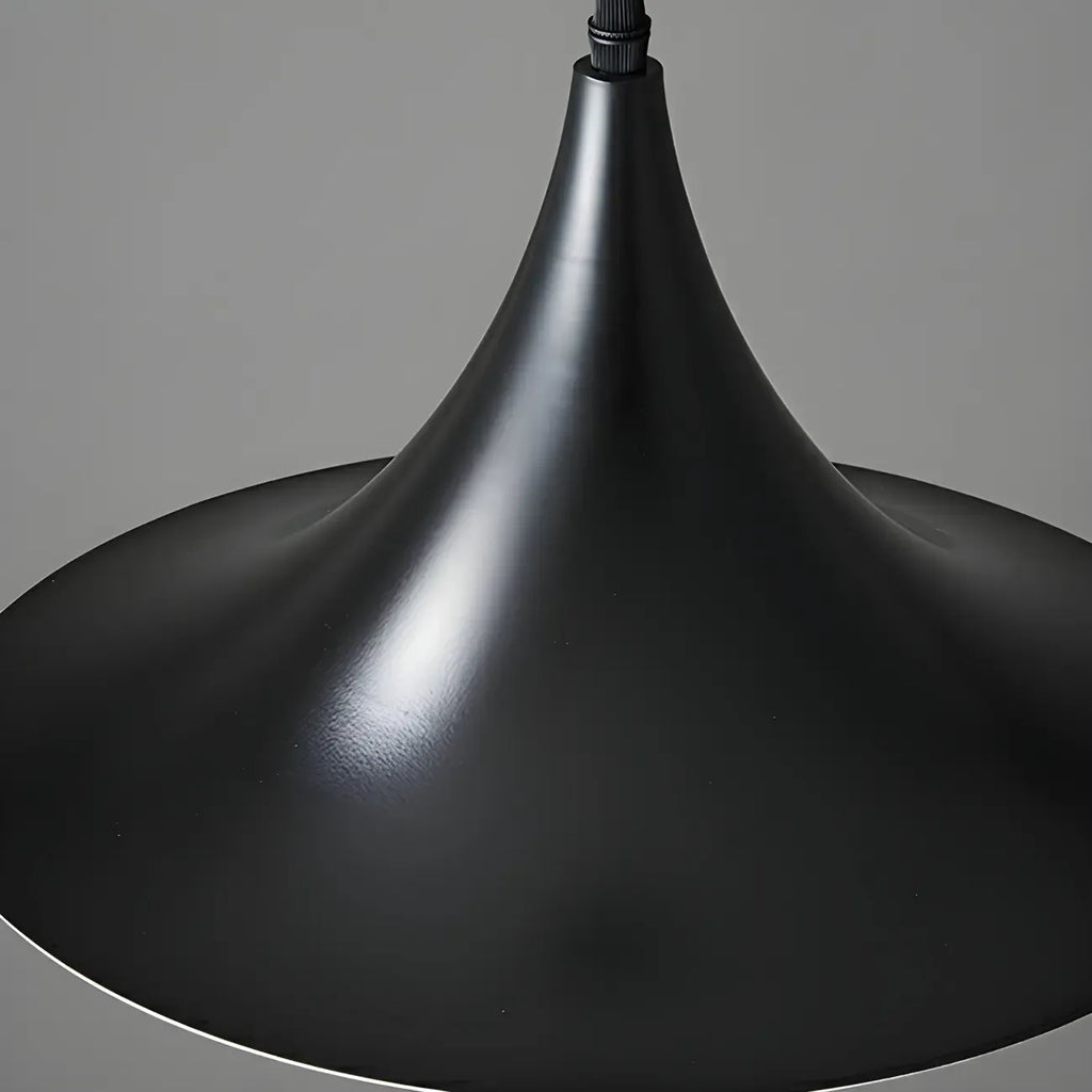 Suspension moderne à deux lumières en fer noir en forme de trompette pour îlot de cuisine