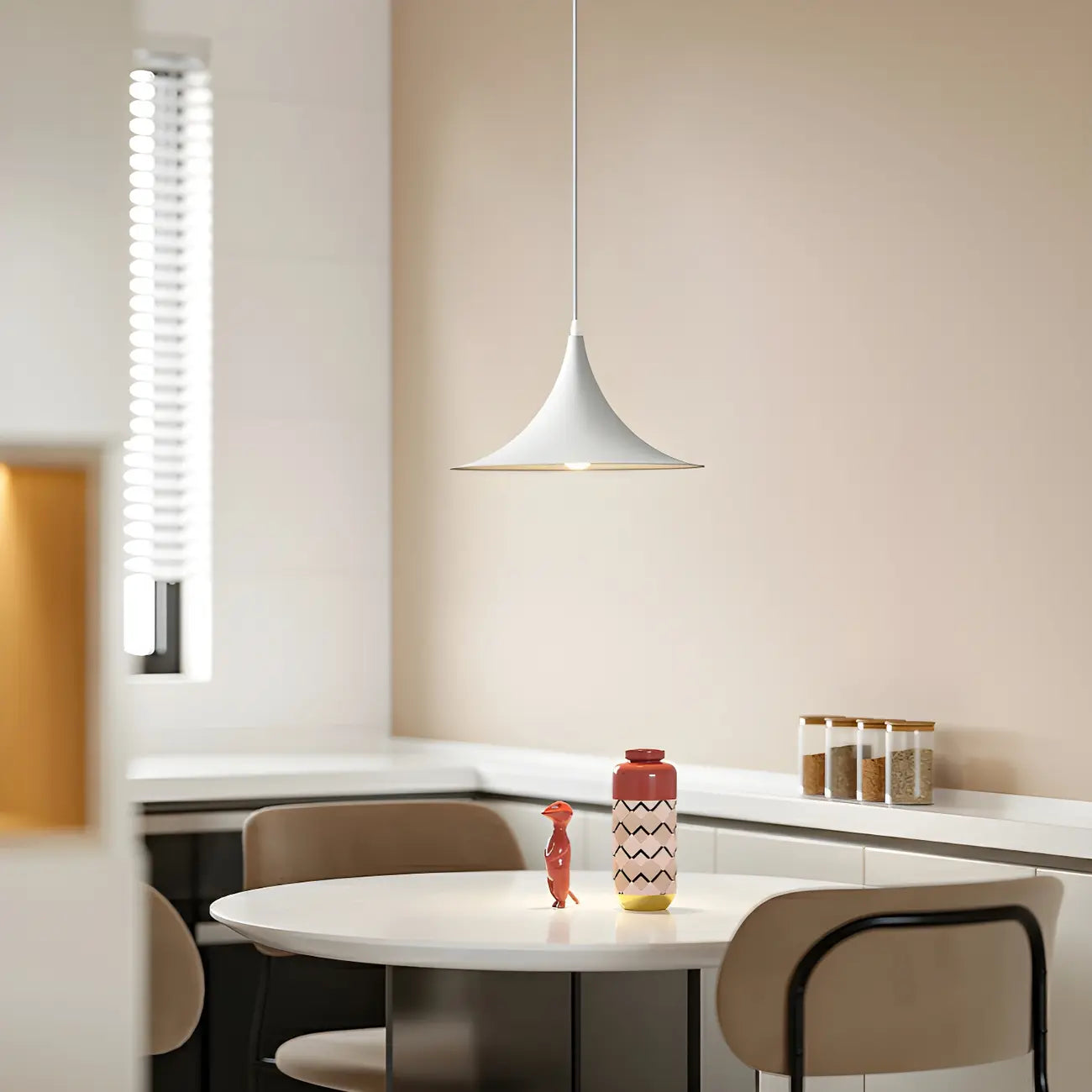 Suspension moderne à deux lumières en fer noir en forme de trompette pour îlot de cuisine
