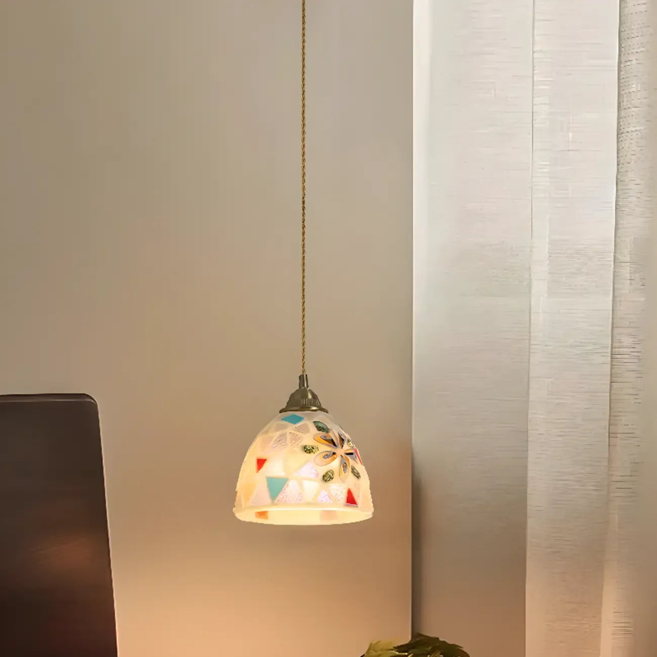 Suspension moderne en verre coloré avec cordon réglable pour la cuisine