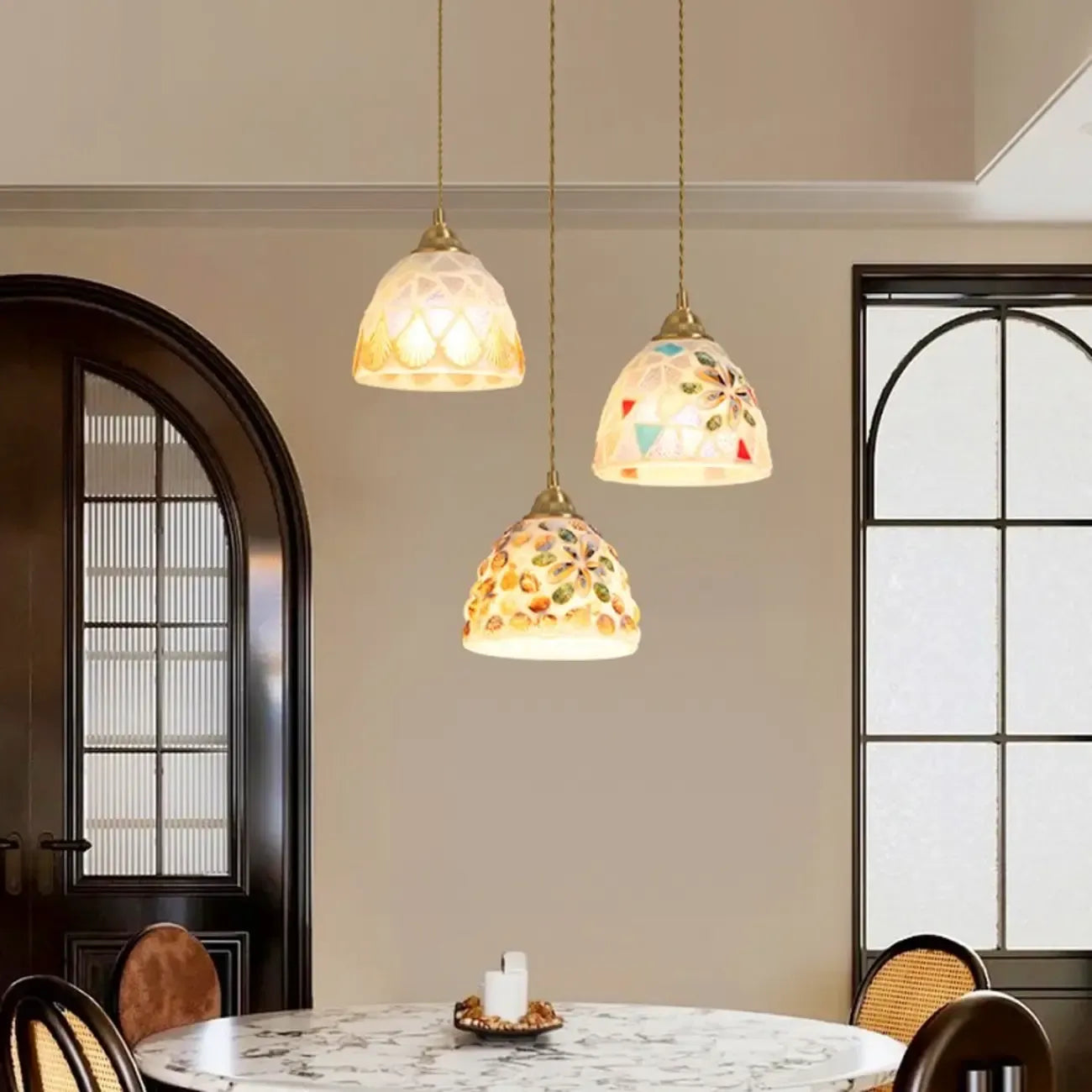 Suspension moderne en verre coloré avec cordon réglable pour la cuisine