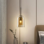 Lampadario moderno a sospensione in vetro a 2 strati per camera da letto