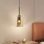 Lampadario moderno a sospensione in vetro a 2 strati per camera da letto
