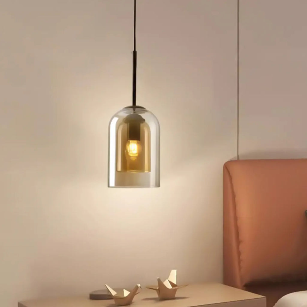 Lampadario moderno a sospensione in vetro a 2 strati per camera da letto