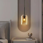 Lampadario moderno a sospensione in vetro a 2 strati per camera da letto