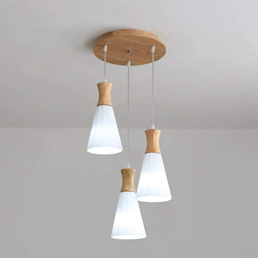 Suspension en bois à abat-jour conique réglable pour îlot de cuisine