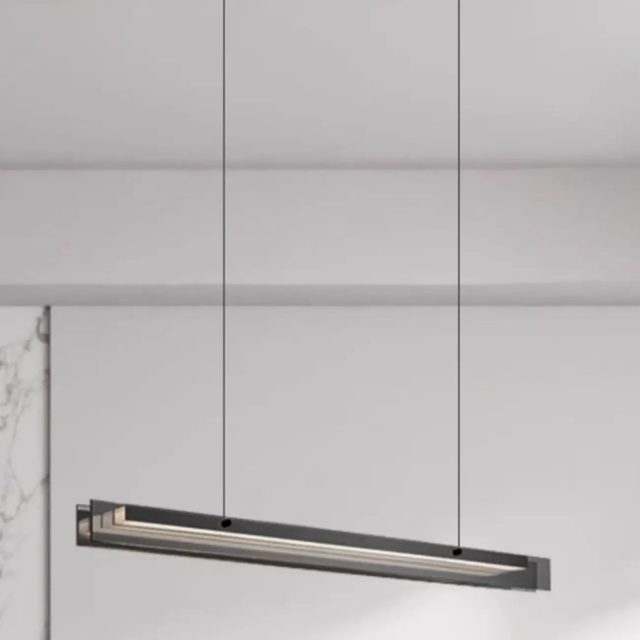 Suspension moderne en verre et métal avec éclairage LED pour îlot de cuisine