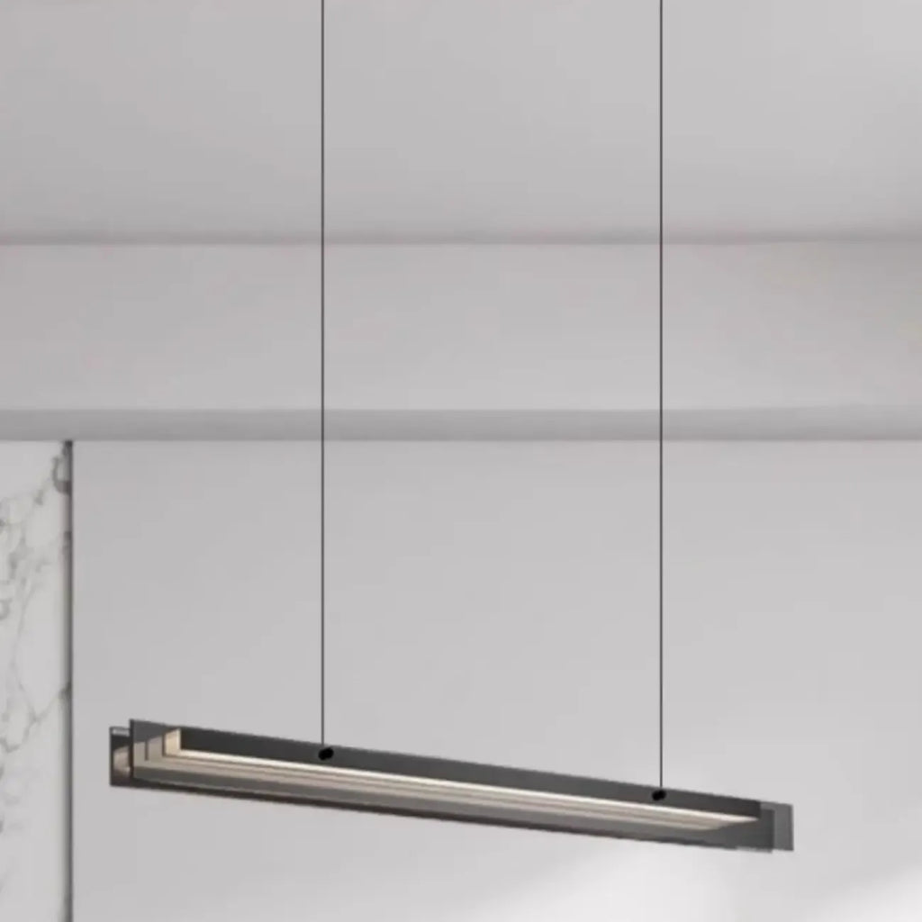 Suspension moderne en verre et métal avec éclairage LED pour îlot de cuisine