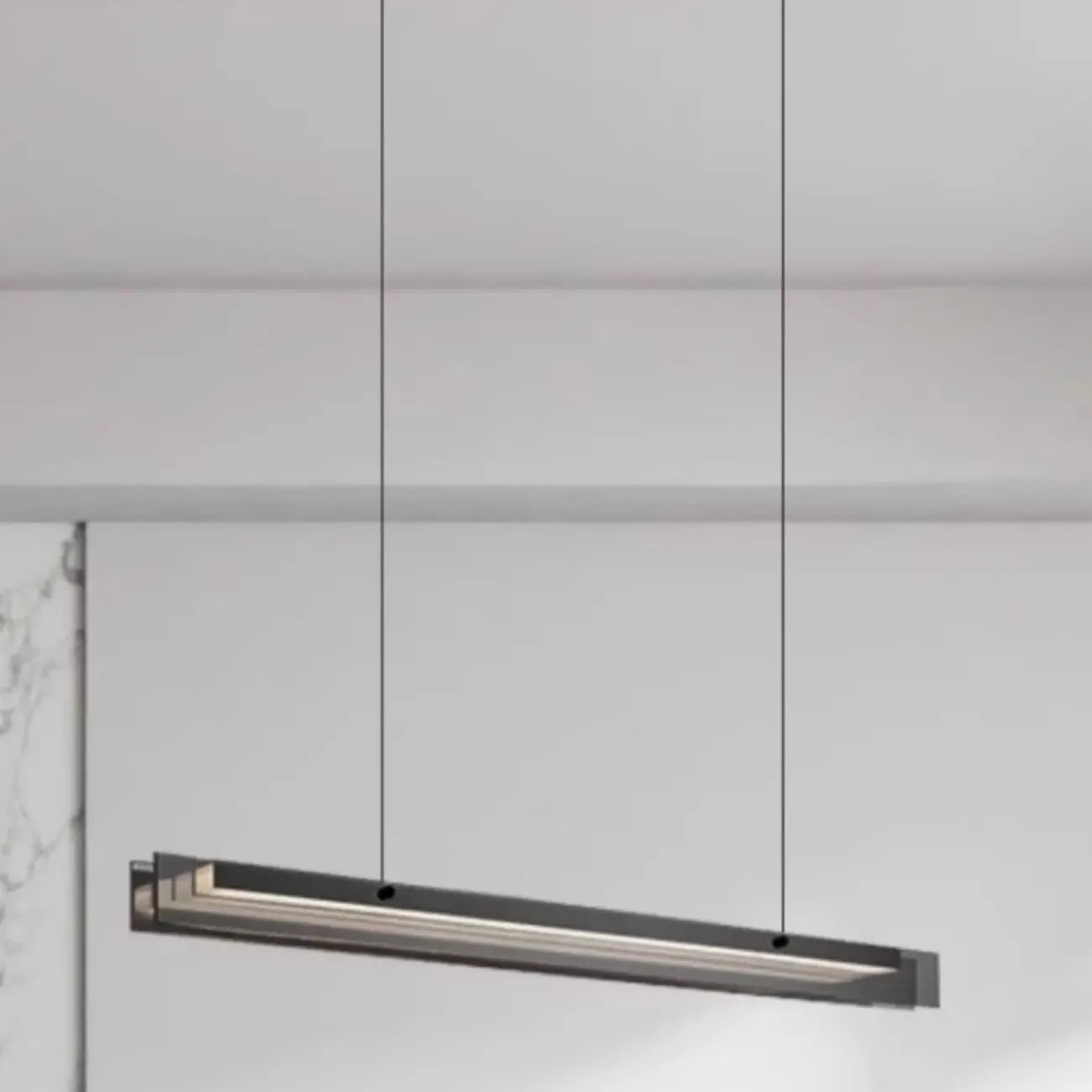 Suspension moderne en verre et métal avec éclairage LED pour îlot de cuisine