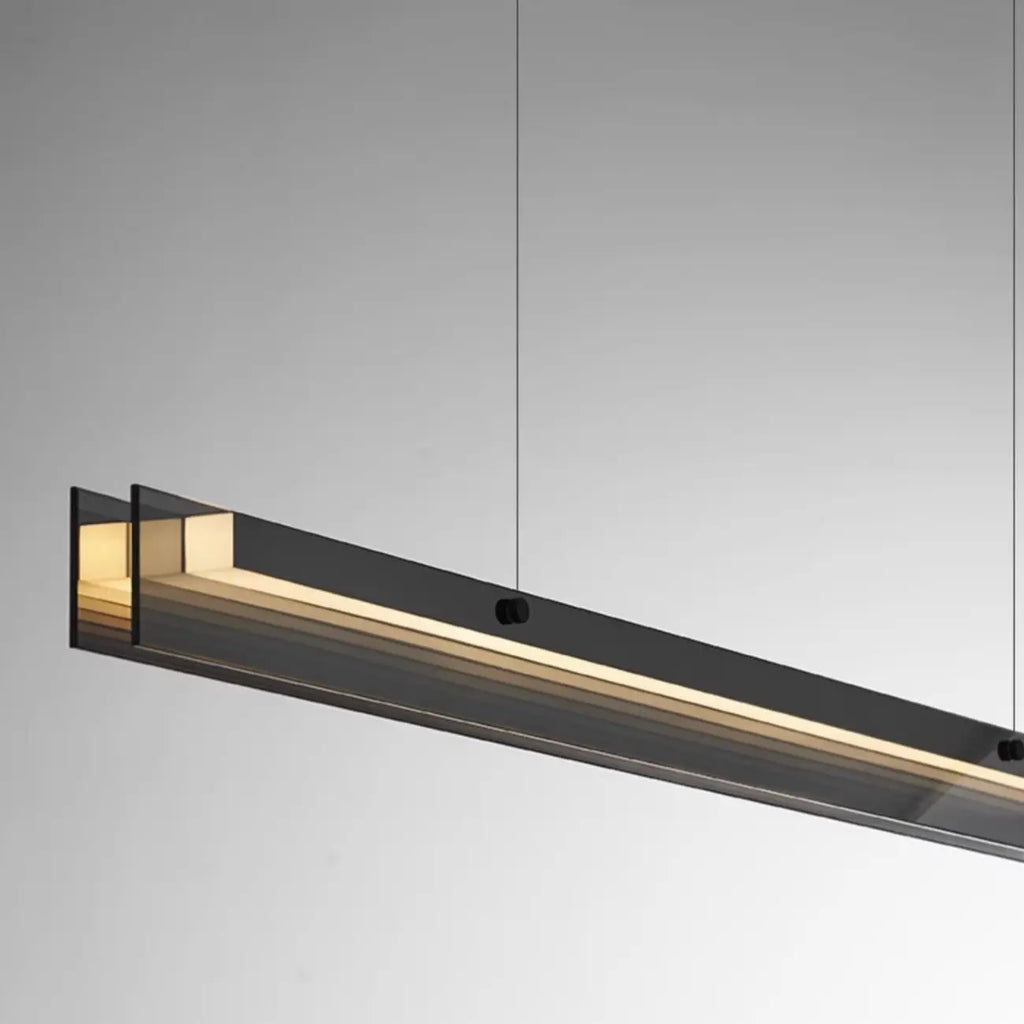 Suspension moderne en verre et métal avec éclairage LED pour îlot de cuisine