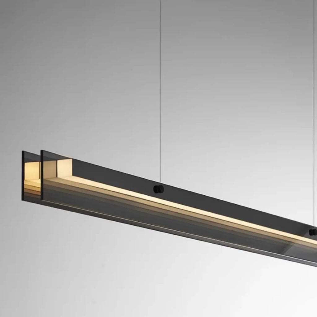 Suspension moderne en verre et métal avec éclairage LED pour îlot de cuisine