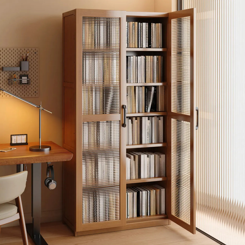 Bibliothèque classique à 6 niveaux avec porte vitrée et bois de qualité supérieure