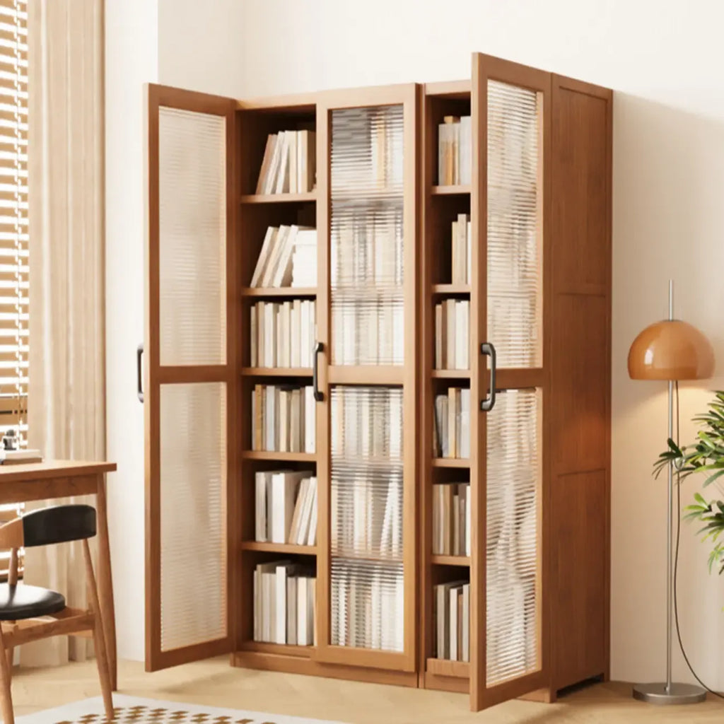 Bibliothèque classique à 6 niveaux avec porte vitrée et bois de qualité supérieure