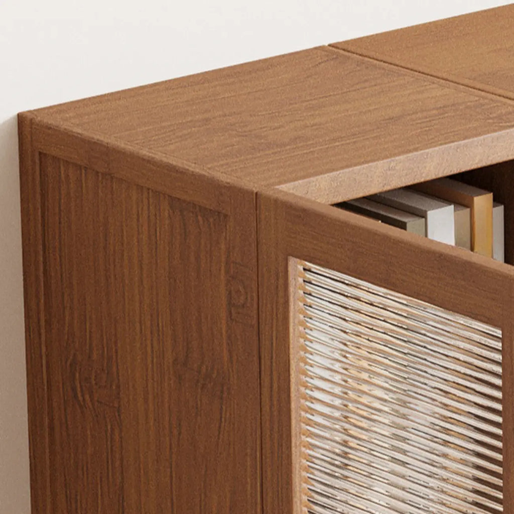 Bibliothèque classique à 6 niveaux avec porte vitrée et bois de qualité supérieure