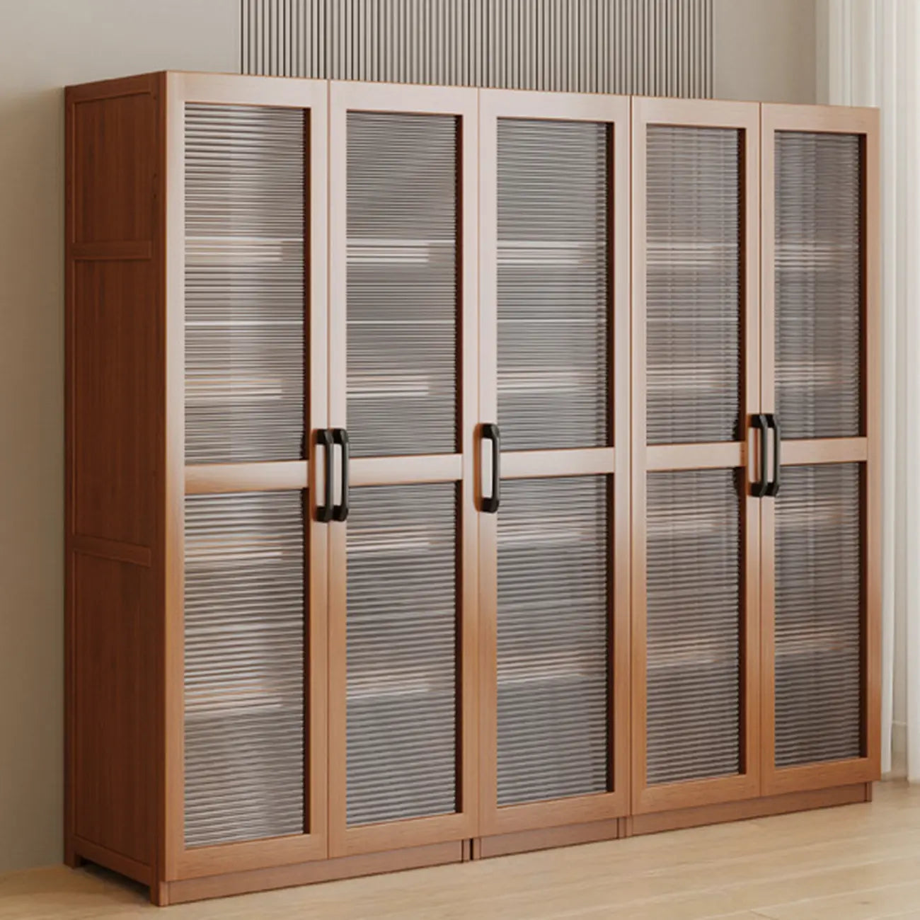 Bibliothèque classique à 6 niveaux avec porte vitrée et bois de qualité supérieure