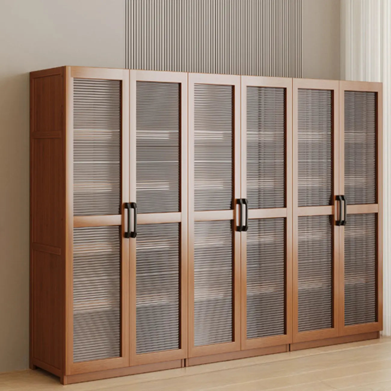 Bibliothèque classique à 6 niveaux avec porte vitrée et bois de qualité supérieure