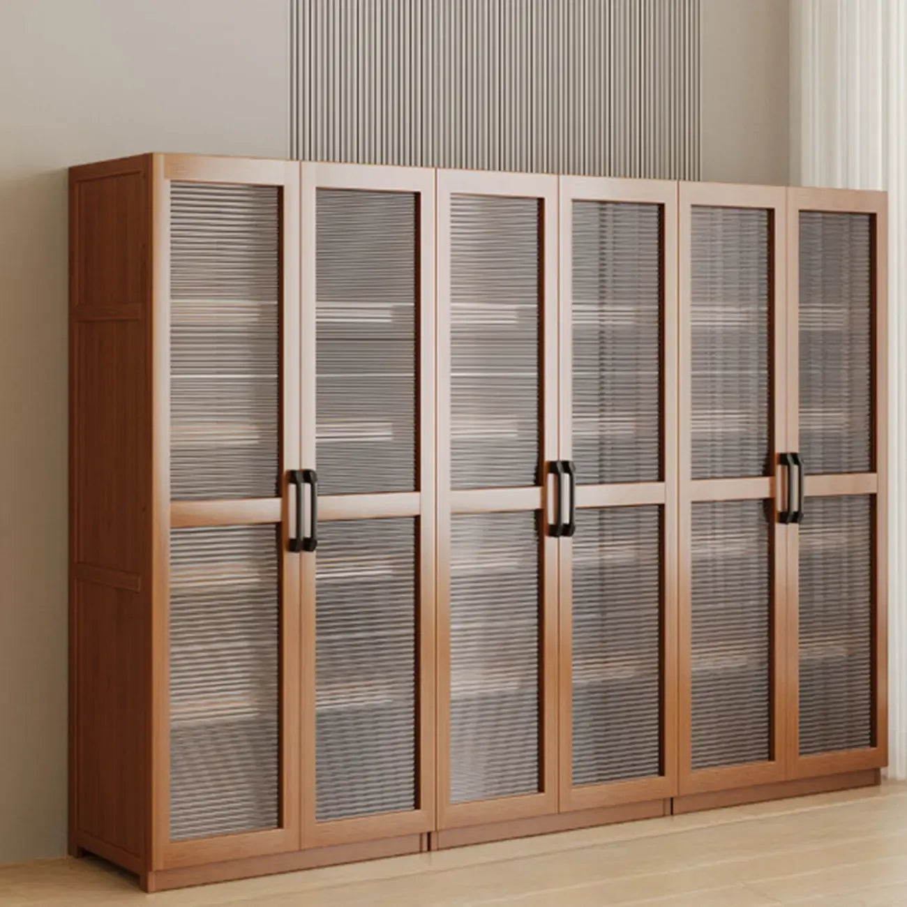 Bibliothèque classique à 6 niveaux avec porte vitrée et bois de qualité supérieure