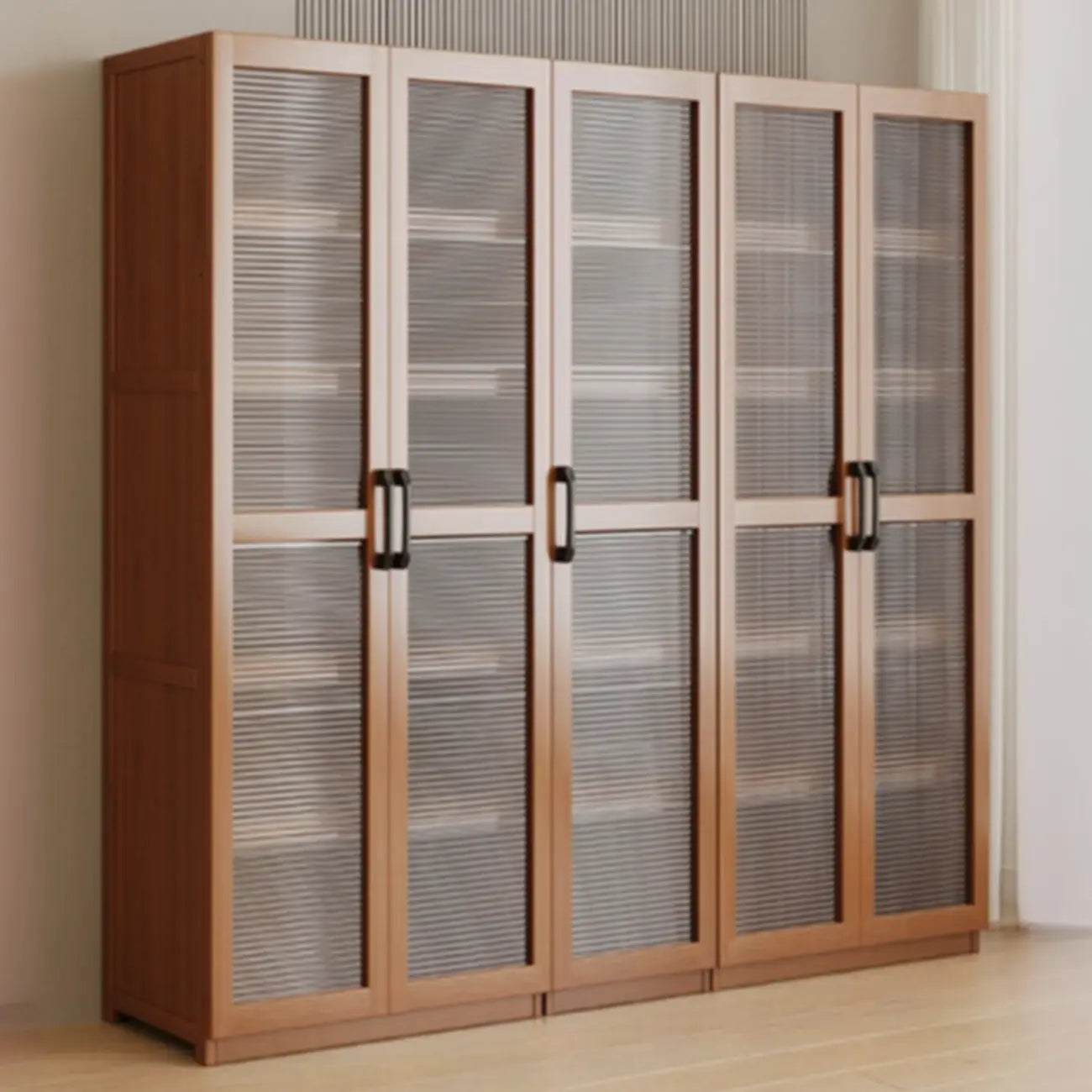 Bibliothèque classique à 6 niveaux avec porte vitrée et bois de qualité supérieure