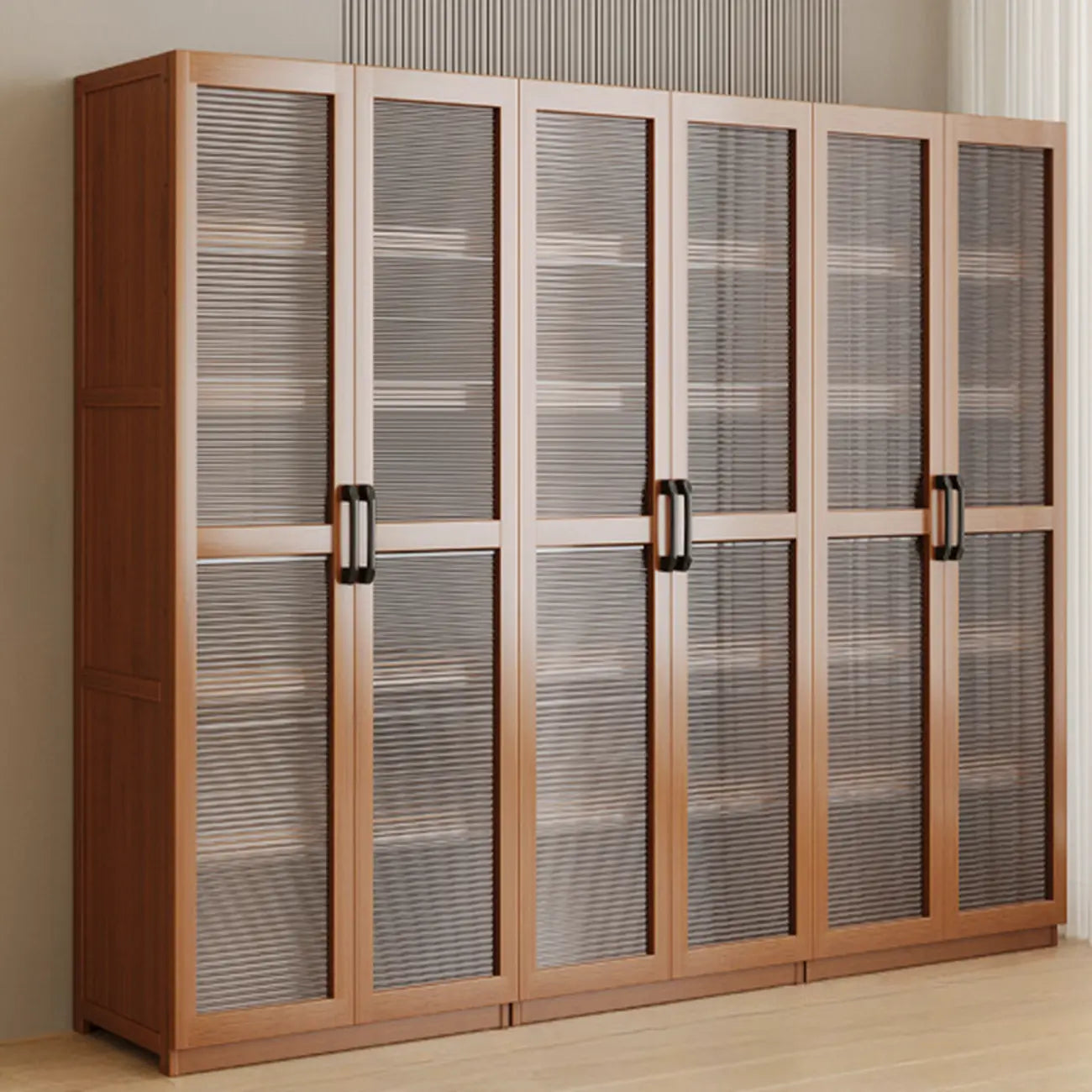 Bibliothèque classique à 6 niveaux avec porte vitrée et bois de qualité supérieure