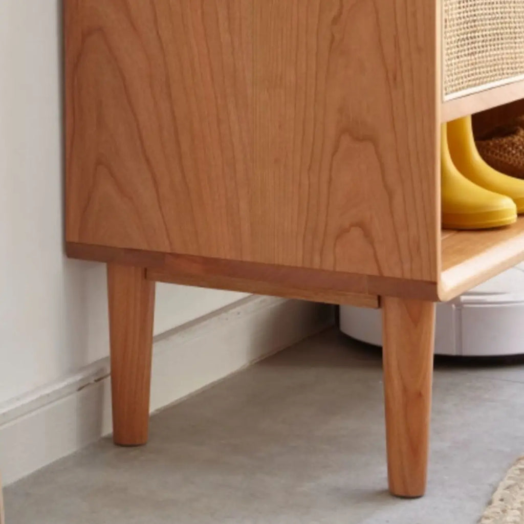 Meuble à chaussures bohème en bois massif avec porte tressée