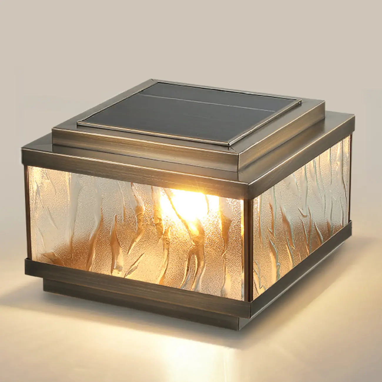 Élégants lampadaires solaires carrés en bronze ondulé pour l'extérieur