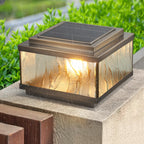 Élégants lampadaires solaires carrés en bronze ondulé pour l'extérieur