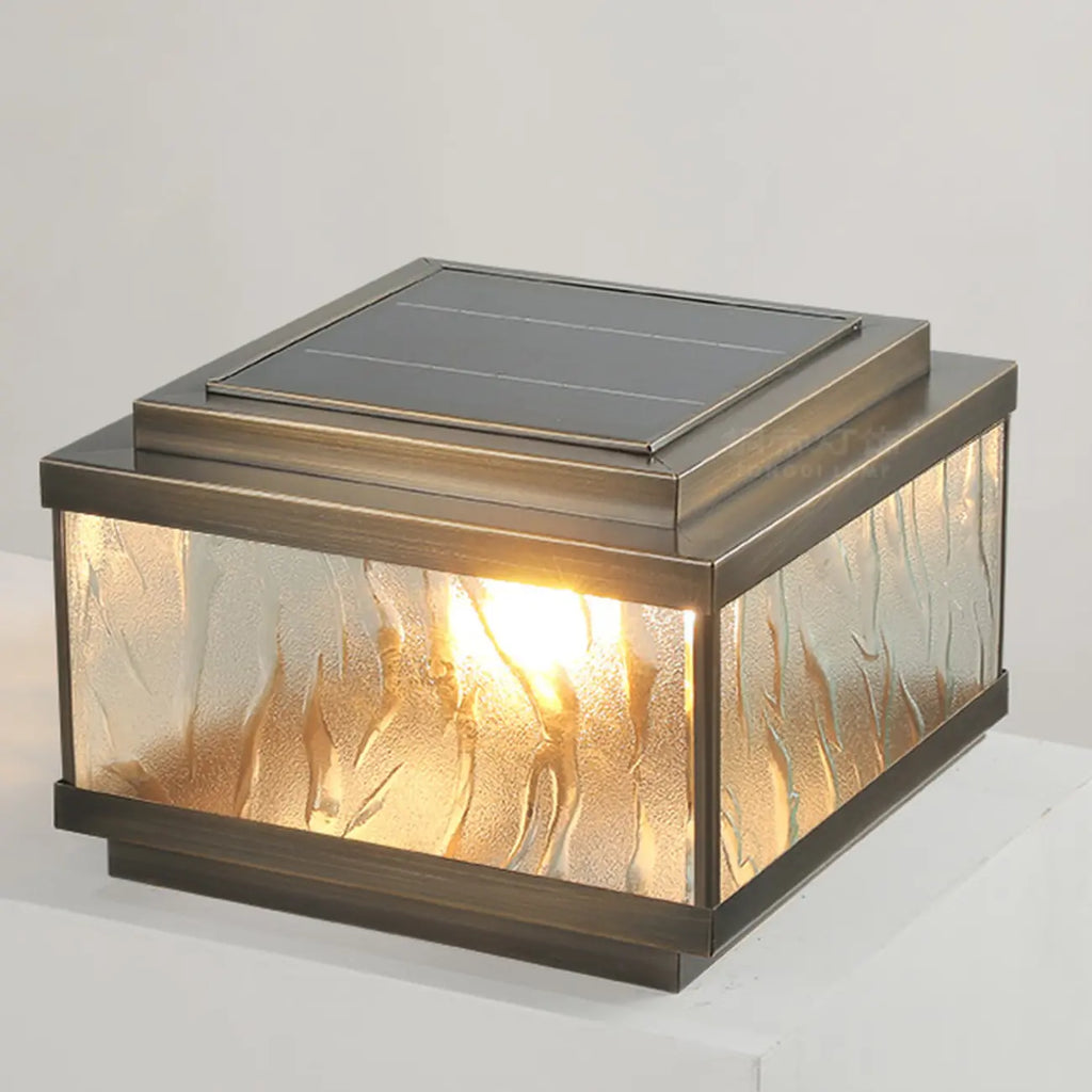 Élégants lampadaires solaires carrés en bronze ondulé pour l'extérieur
