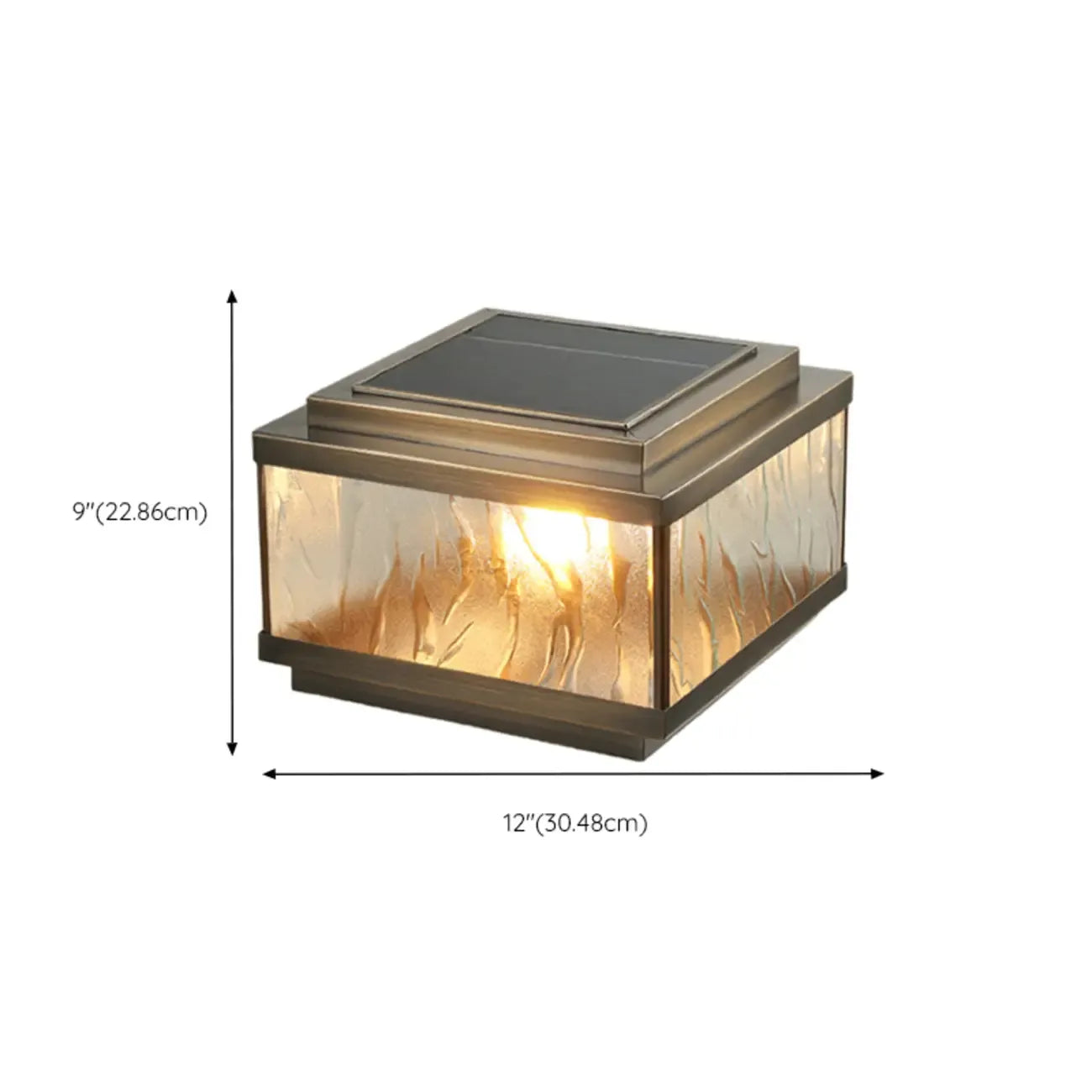 Élégants lampadaires solaires carrés en bronze ondulé pour l'extérieur