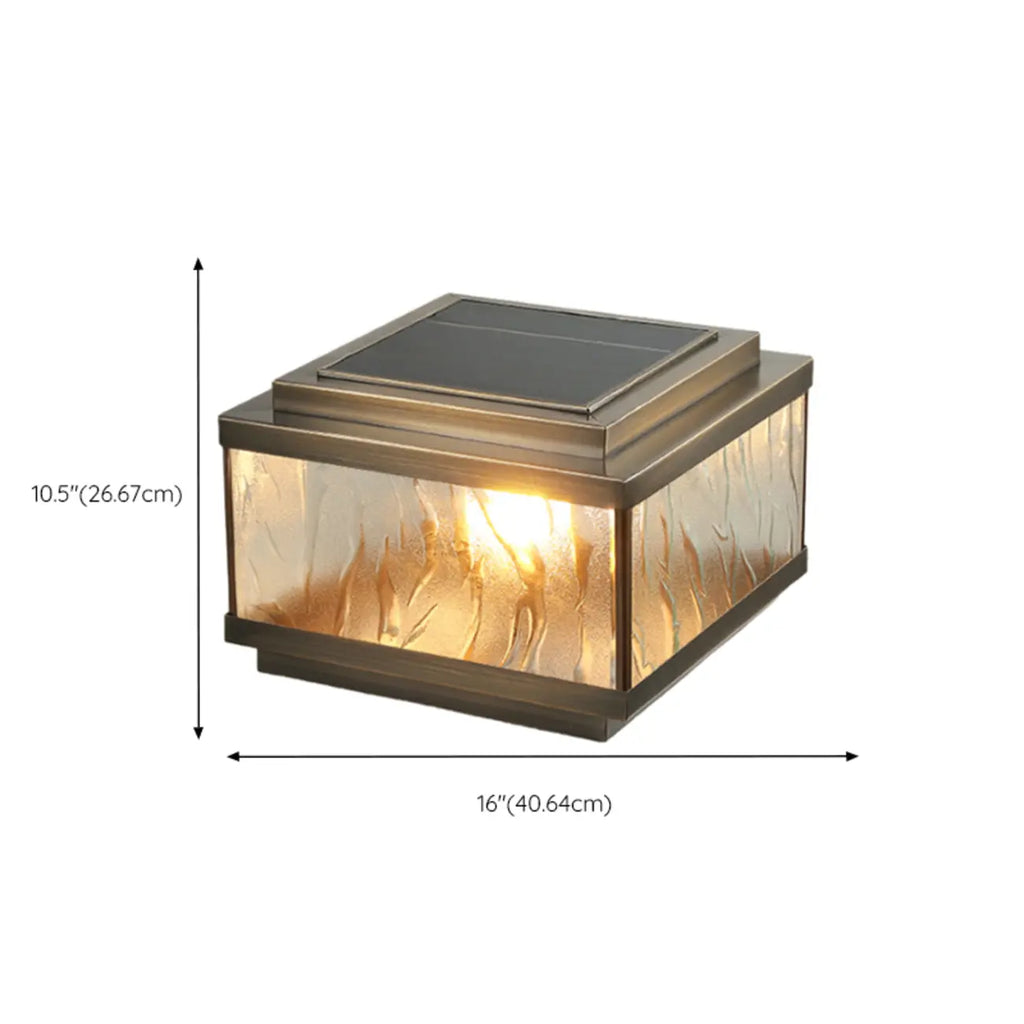 Élégants lampadaires solaires carrés en bronze ondulé pour l'extérieur