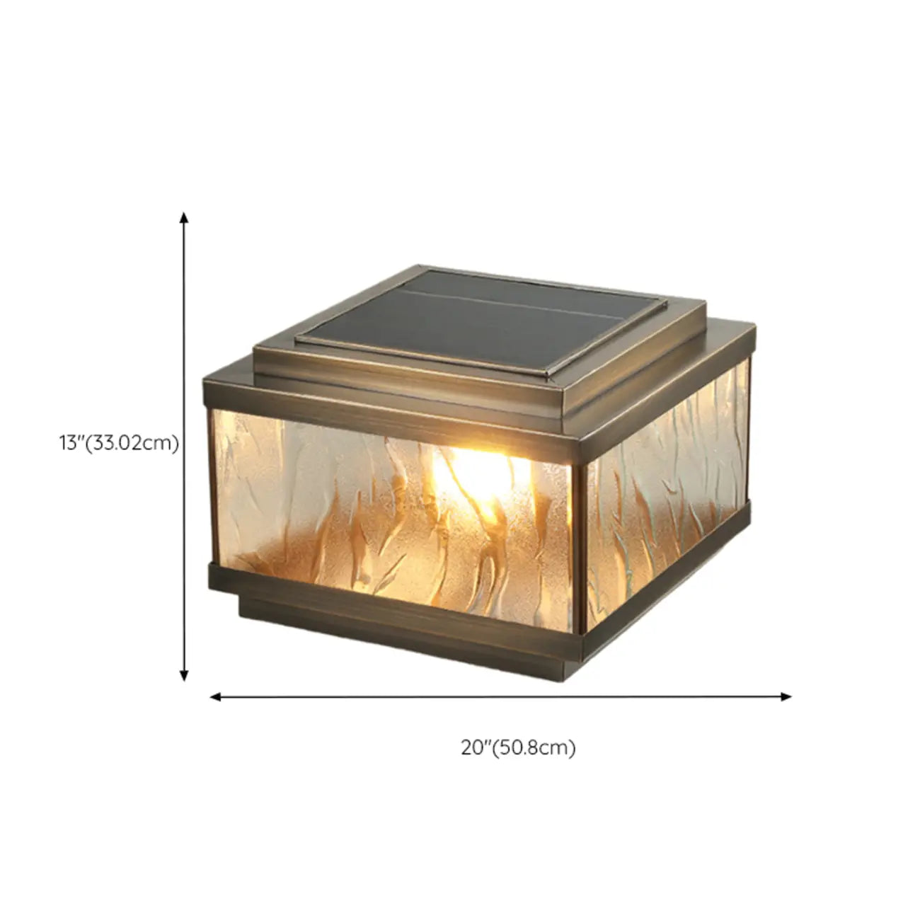 Élégants lampadaires solaires carrés en bronze ondulé pour l'extérieur
