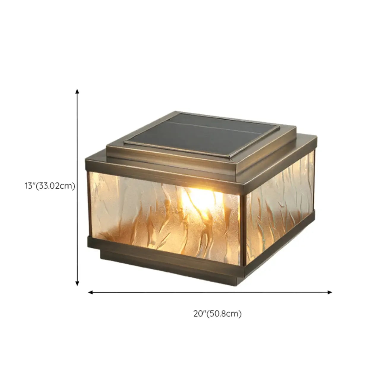 Élégants lampadaires solaires carrés en bronze ondulé pour l'extérieur