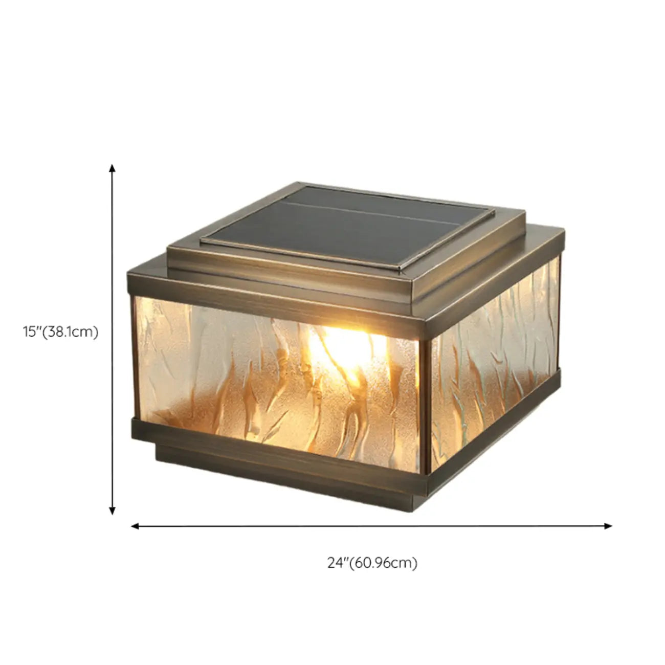 Élégants lampadaires solaires carrés en bronze ondulé pour l'extérieur