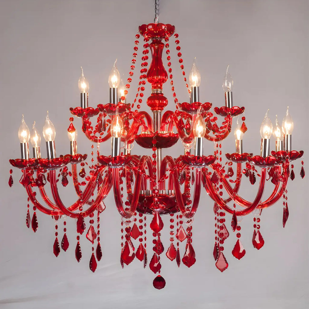 Lustre candélabre en cristal luxueux de style milieu du siècle