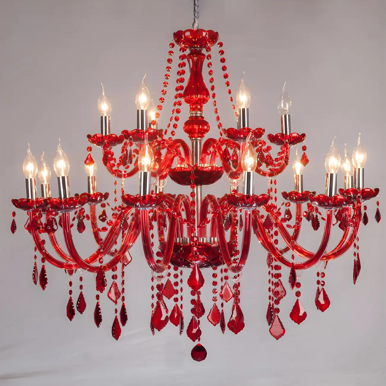 Lustre candélabre en cristal luxueux de style milieu du siècle
